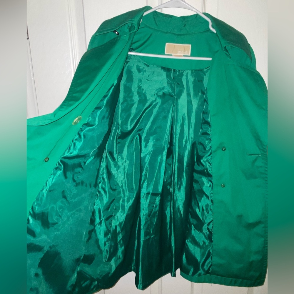 Michael Kors emerald green Trench Coat with Belted Cuffs - Picture 7 of 10
